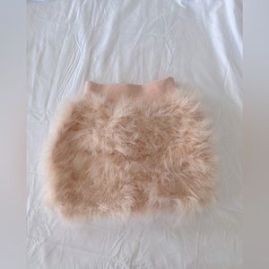 New, one of a kind custom made blush colored feather skirt